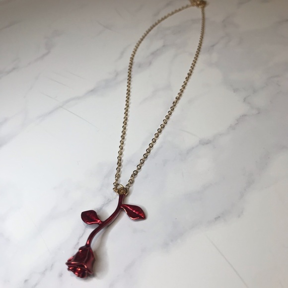 ROSE NECKLACE (RED&GOLD) - Picture 2 of 7